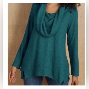 Soft Surroundings Ava Teal Shawl Collar Tunic - 1X